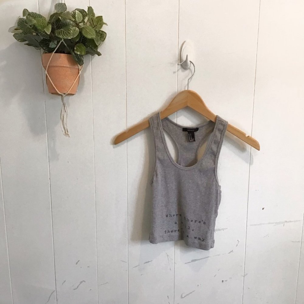 Forever 21 Gray Graphic Crop Top
